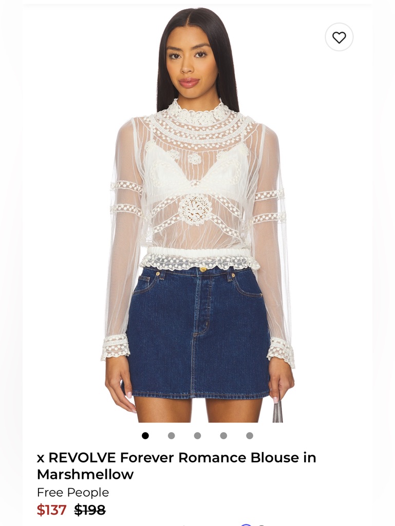 Free People Forever Romance Sheer Lace Blouse In Marshmallow White